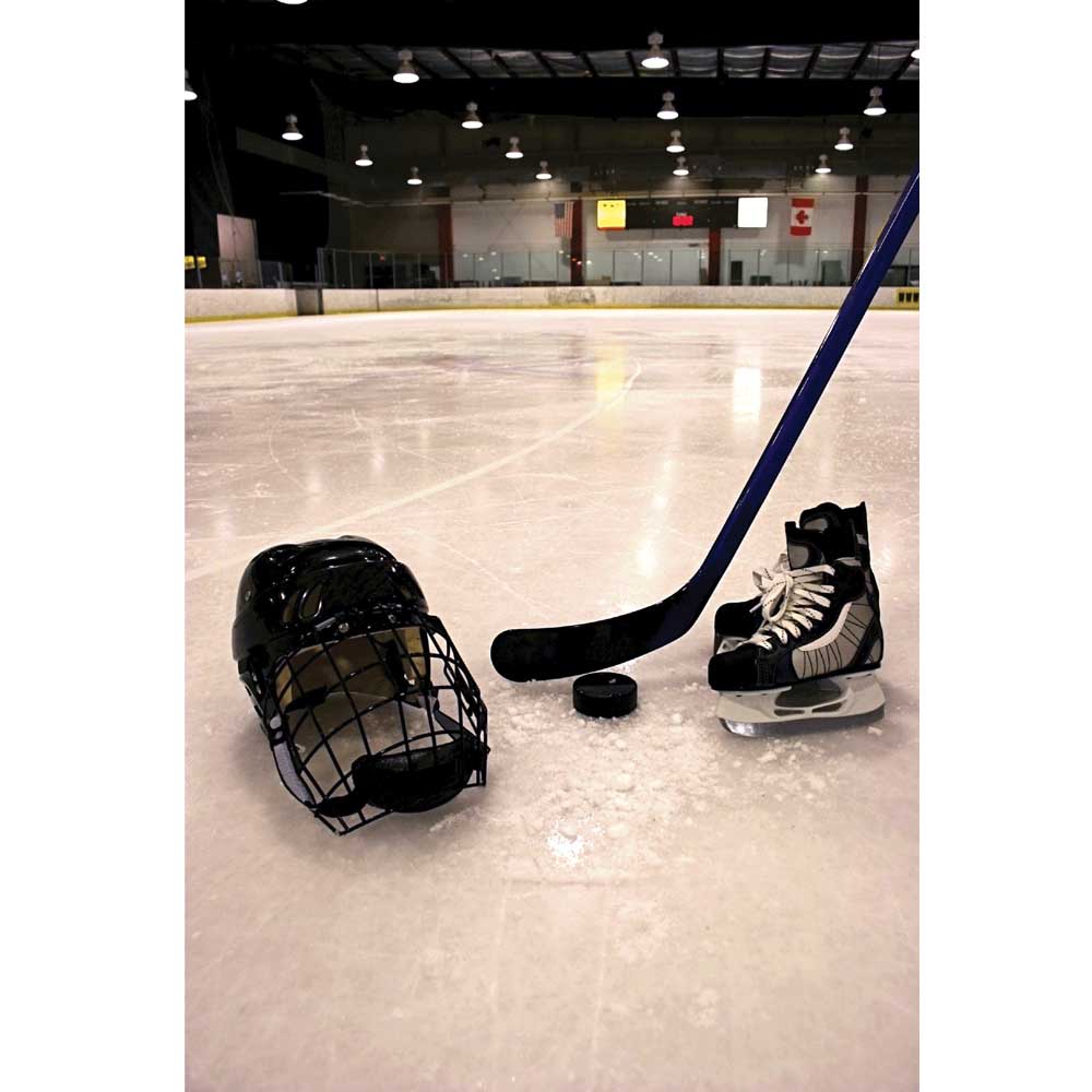 Hockey Equipment on Ice Wall Decal Printed