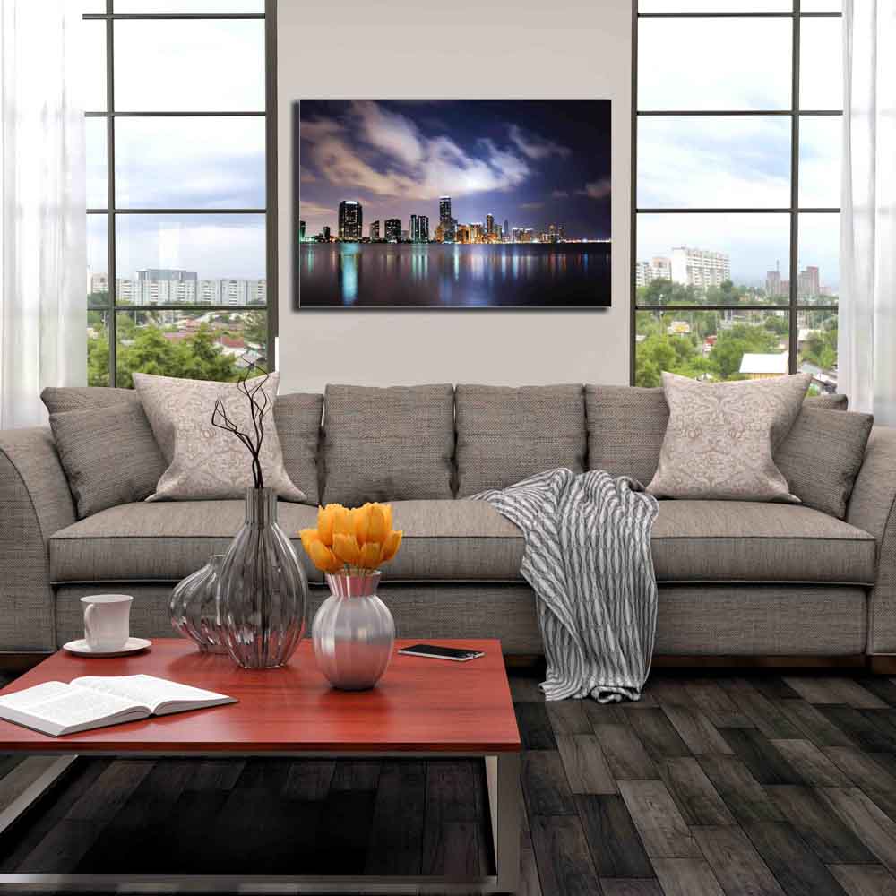 Miami at Dusk Canvas Print Installed | Wallhogs