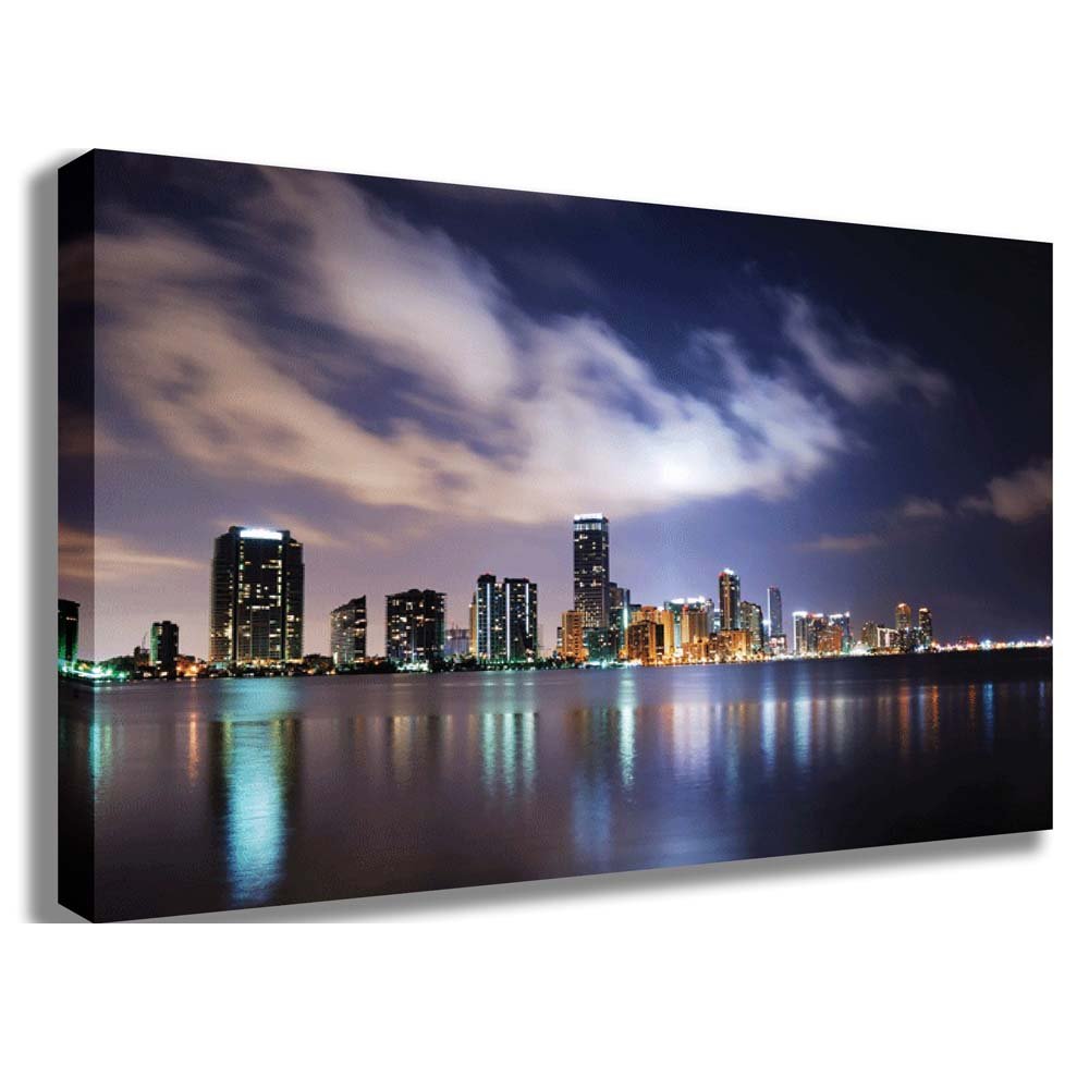Miami at Dusk Canvas Printed | Wallhogs