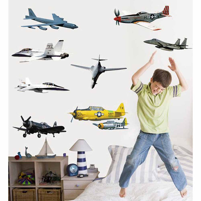 Military Aircraft Pack 3 Wall Decals Installed