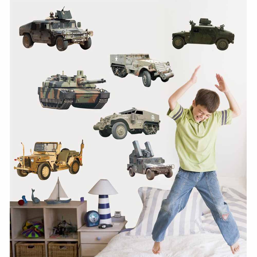 Military Ground Vehicle Multi-Pack Wall Decals Installed