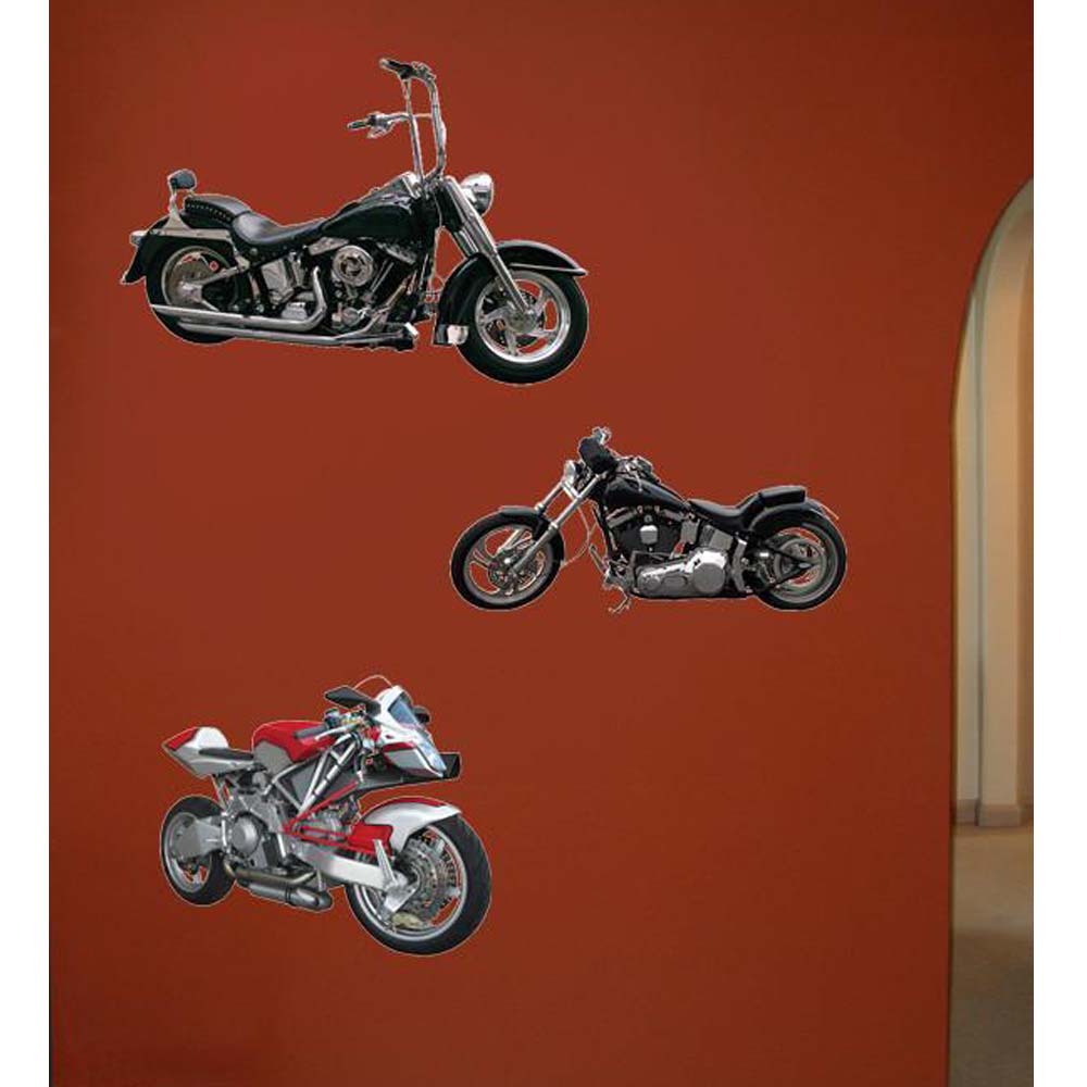 Motorcycle Multi-Pack Wall Decals Installed
