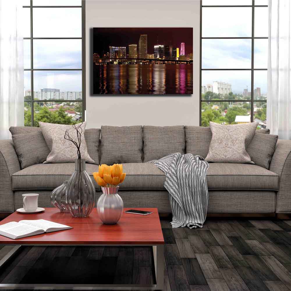 Night Miami Canvas Print Installed | Wallhogs