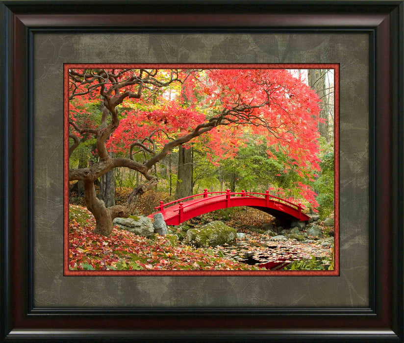 Red Bridge Framed Art 19.25"x23.25"