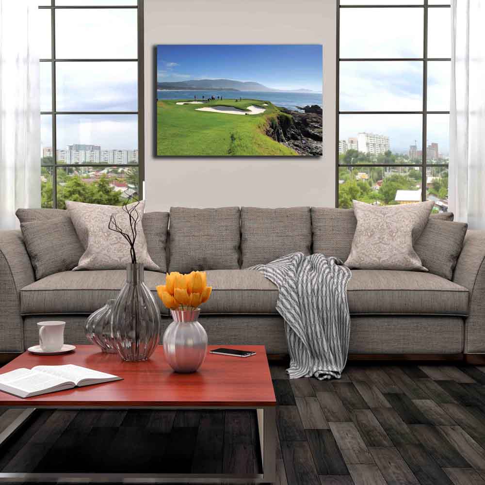 Ocean Green Canvas Print Installed | Wallhogs