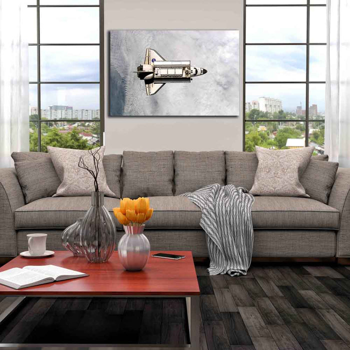Orbiting Endeavor Above Cloud Cover Canvas Print Installed