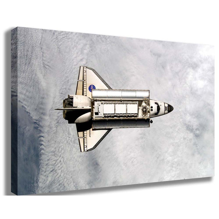 Orbiting Endeavor Above Cloud Cover Canvas Printed