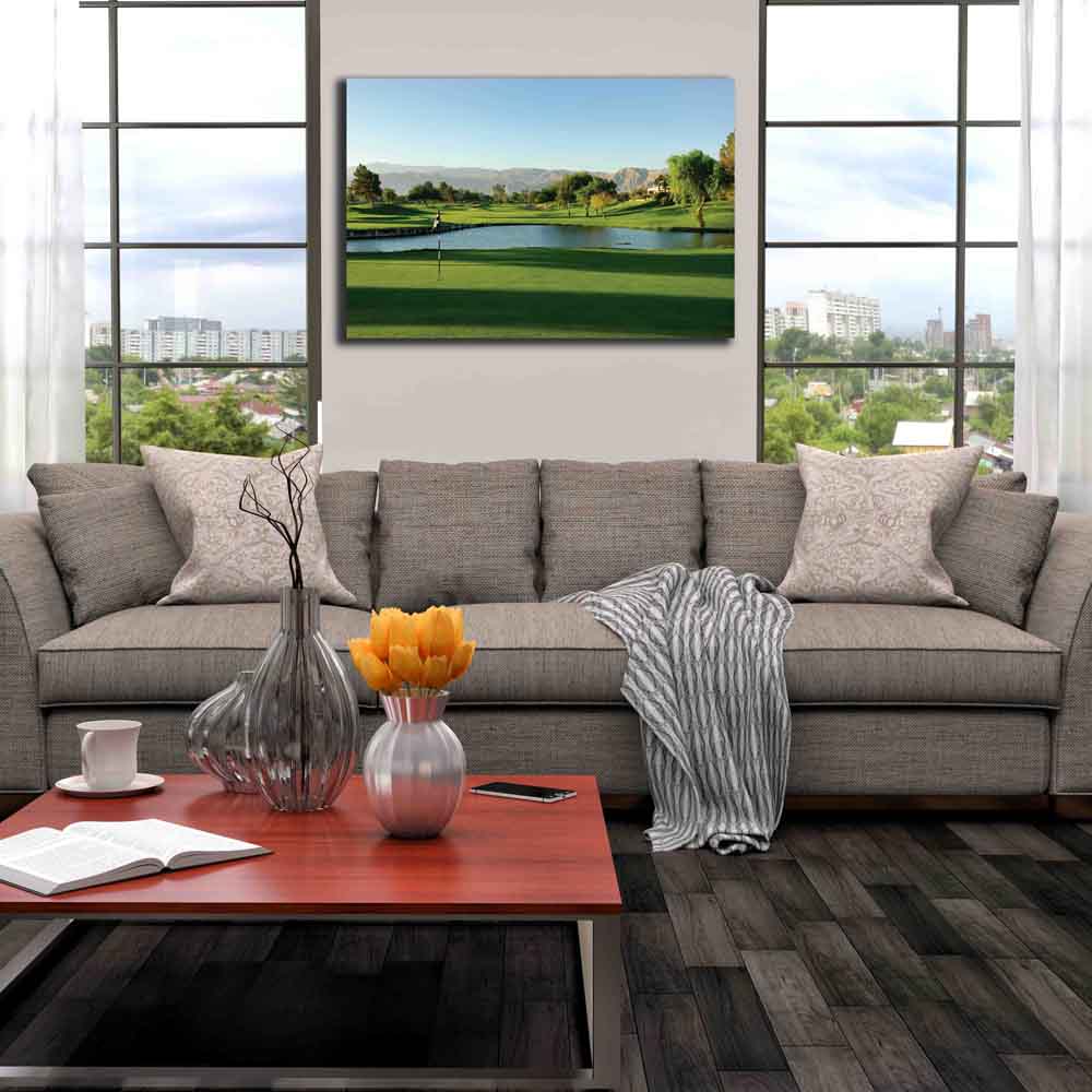 Palm Springs Golf Course Canvas Print Installed
