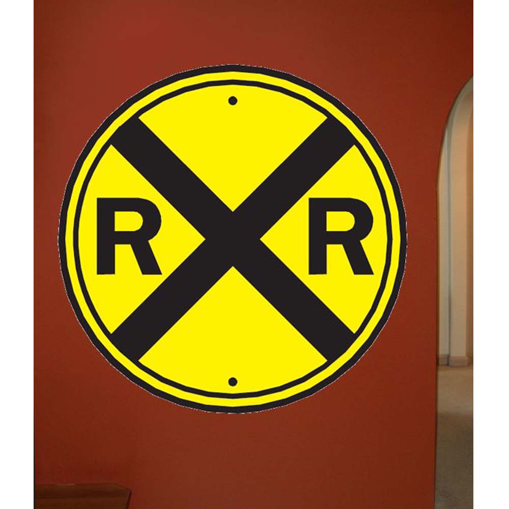 Railroad Crossing Sign Wall Decal Installed
