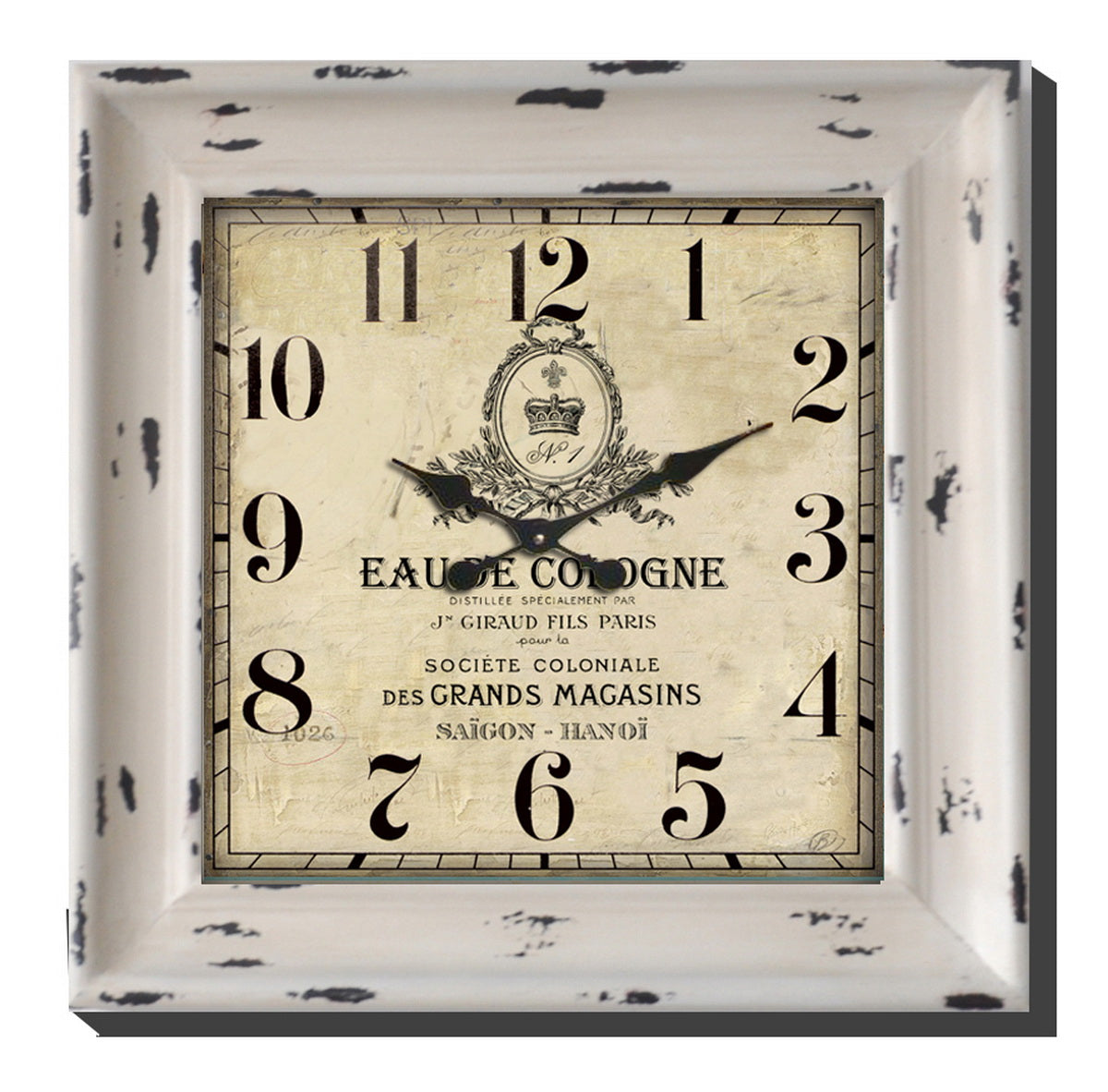 Weathered Cream Wall Clock - Square 23