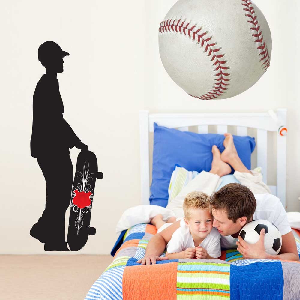 Skateboard Silhouette IX Wall Decal Installed