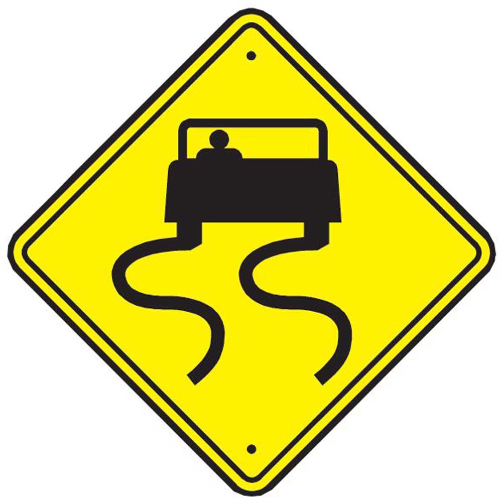 Slippery Road Sign Wall Decal Printed