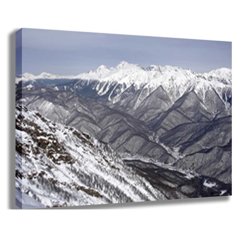 Snowy Mountain Scene Canvas Printed and Stretched