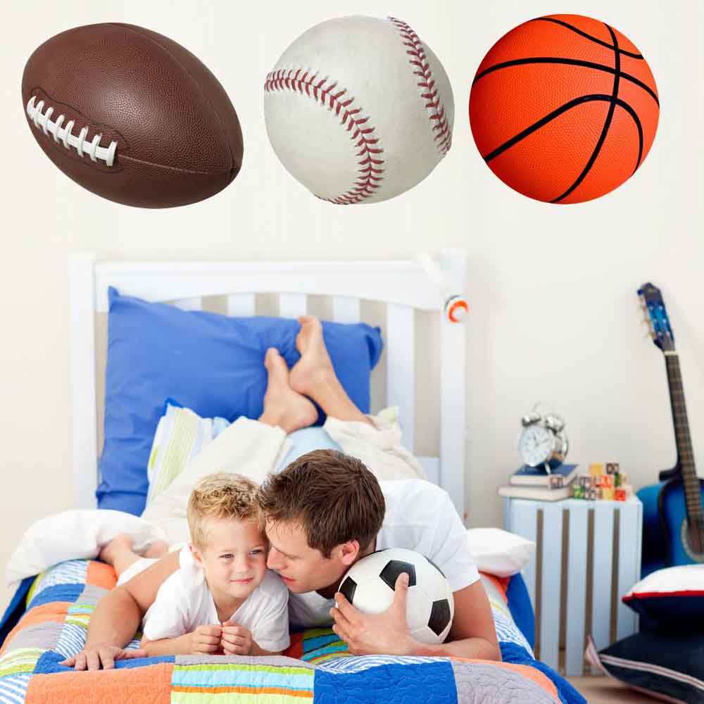 Sports Ball Multi-Pack Wall Decals Installed | Wallhogs
