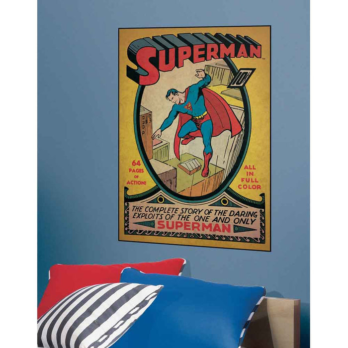 Superman Comic Cover Wall Decal Installed