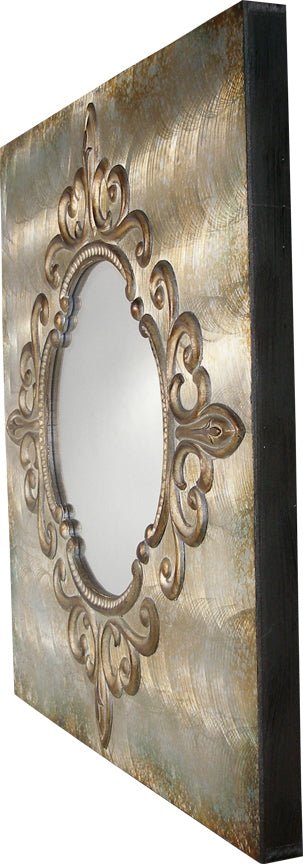 Square Ornate Inlay Wall Mirror 28.5