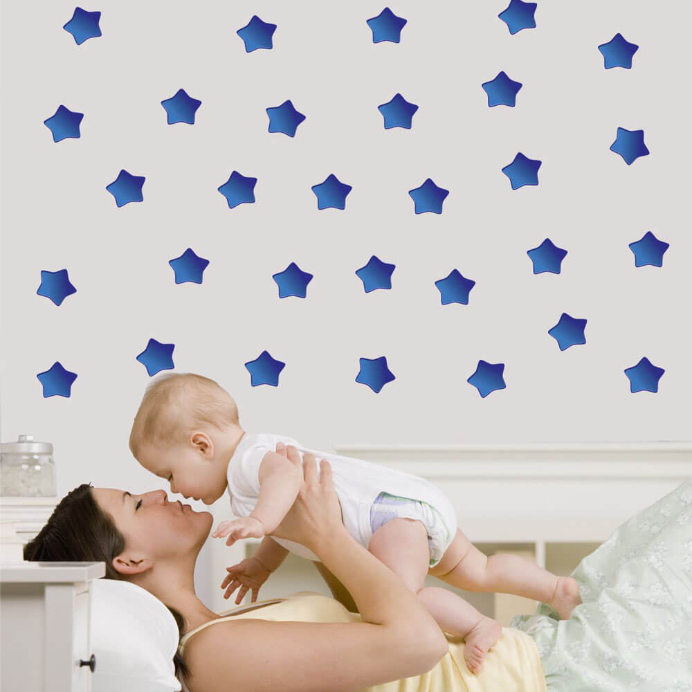 Deep Blue Soft Star Wall Decals Installed | Wallhogs