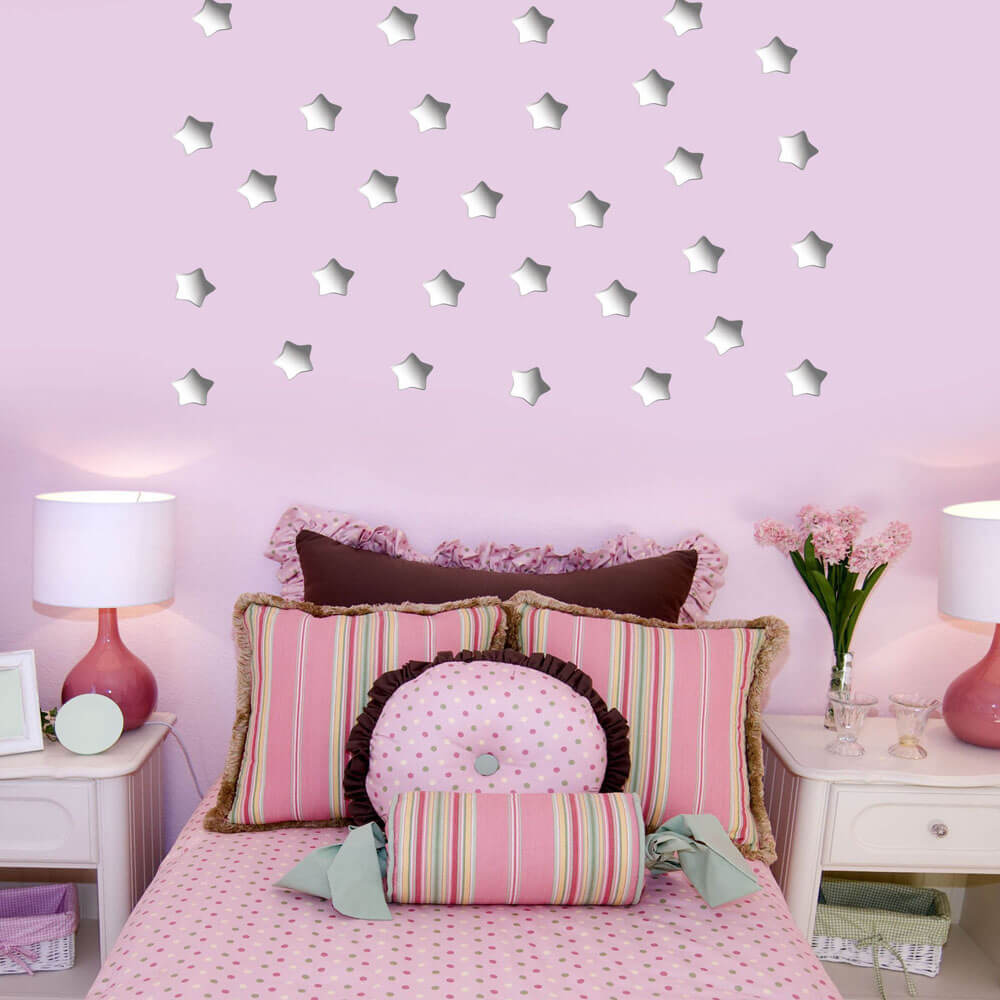 Grey Soft Star Wall Decals Installed | Wallhogs