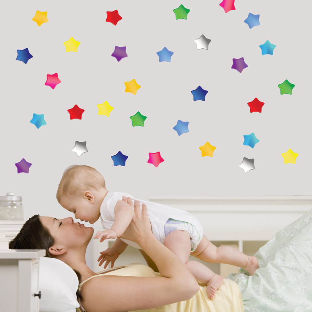 Multi-Color Soft Star Wall Decals Installed | Wallhogs