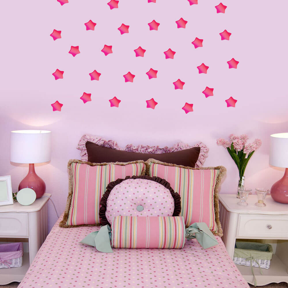 Pink Soft Star Wall Decals Installed | Wallhogs