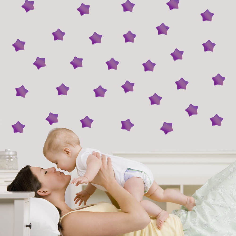 Purple Soft Star Wall Decals Installed | Wallhogs