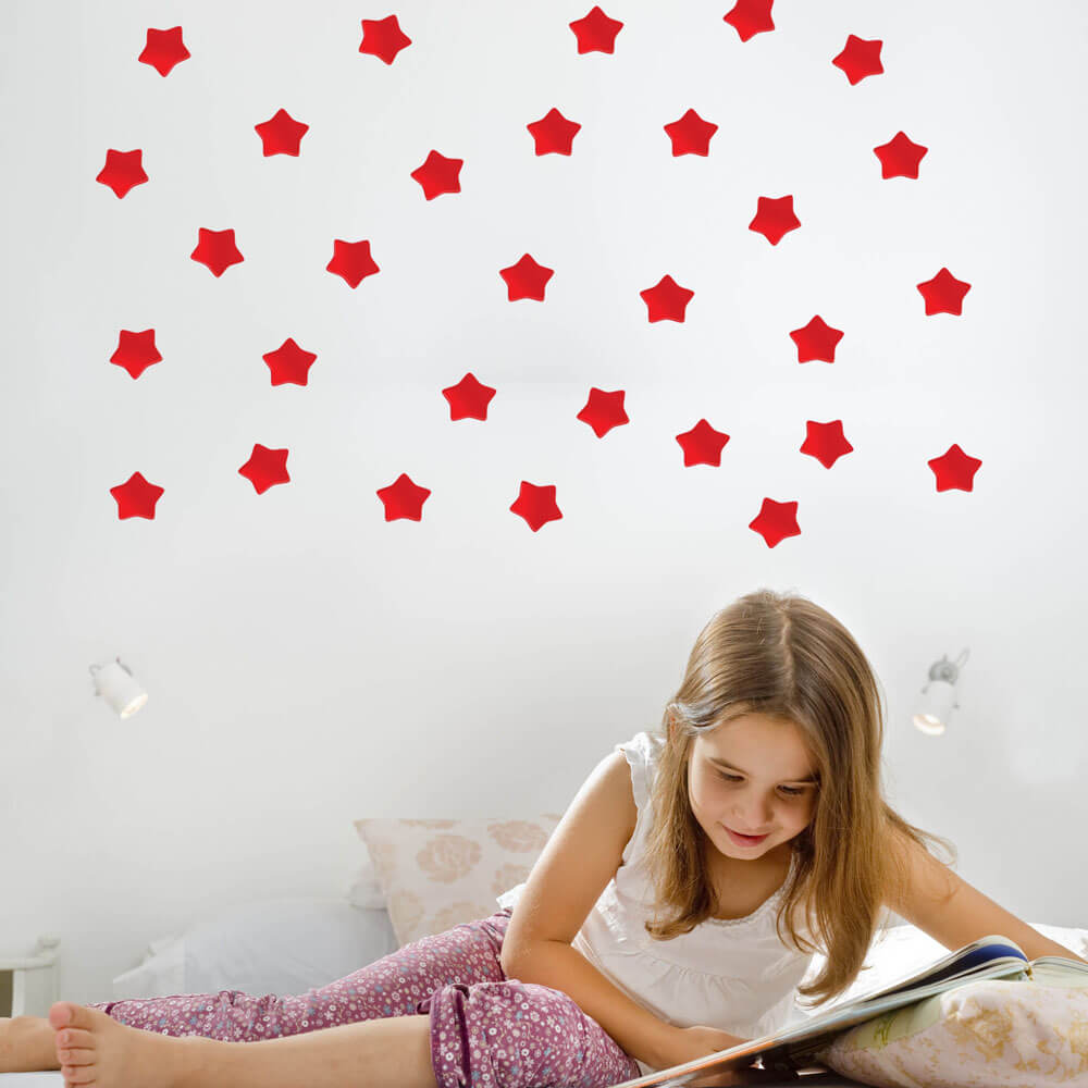 Red Soft Star Wall Decals Installed | Wallhogs
