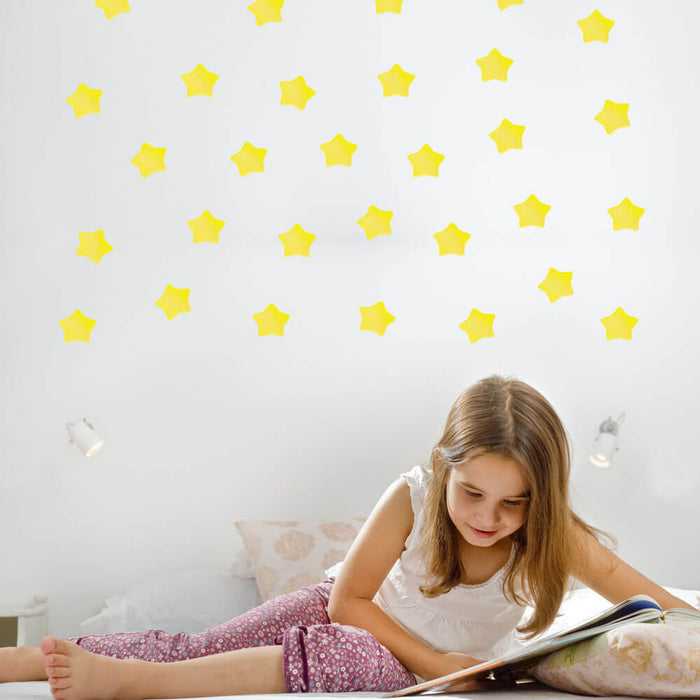 Yellow Soft Star Wall Decals Installed | Wallhogs