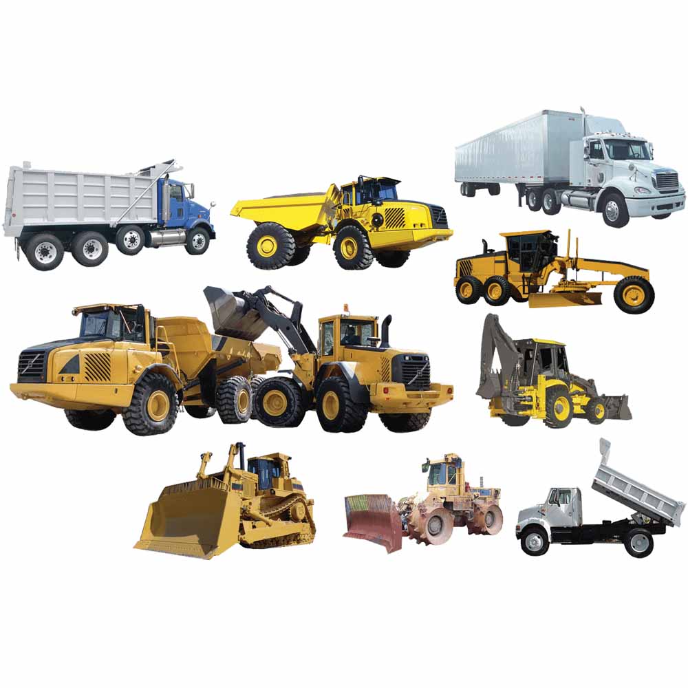 Construction Vehicles Multi-Pack Wall Decals Printed