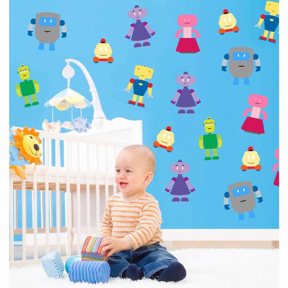 Cute Robots Wall Decals Installed | Wallhogs