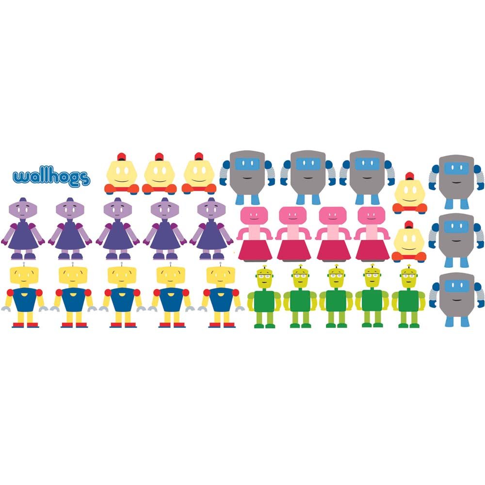 Cute Robots Wall Decal Kit Installed | Wallhogs