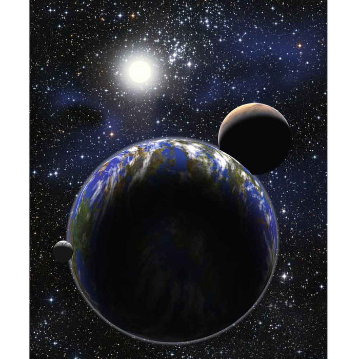 Earth, Moon & Mars in Alignment Gloss Poster Printed
