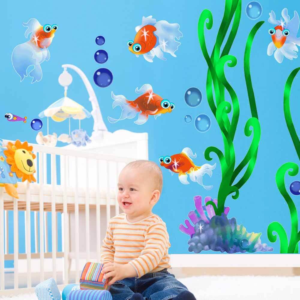 Fish & Seaweed Wall Decals Installed in Nursery