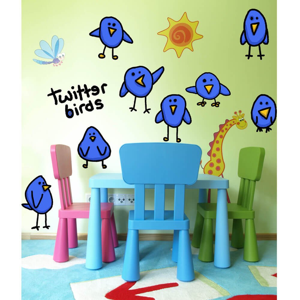 Tweet Birds Wall Decals Installed | Wallhogs