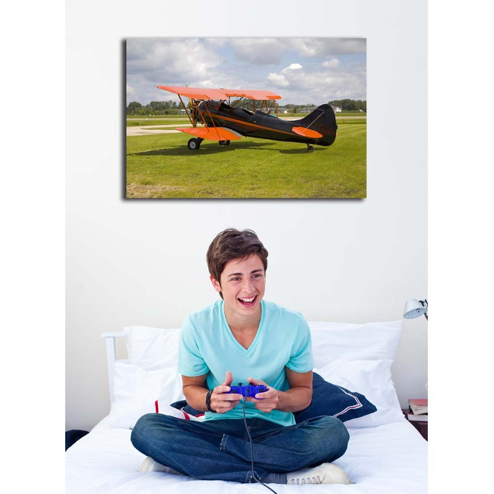 Vintage Biplane Canvas Print Installed | Wallhogs
