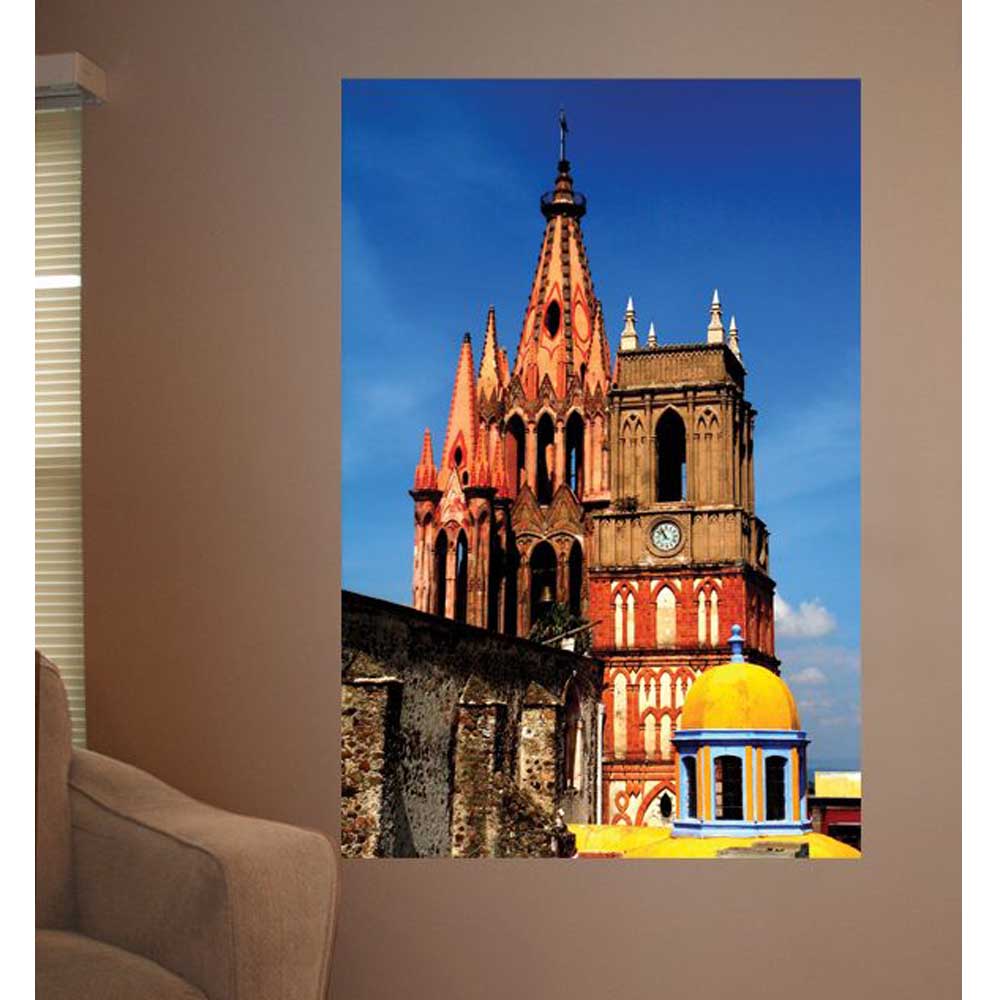 Mexican Cathedral Architecture Gloss Poster Installed