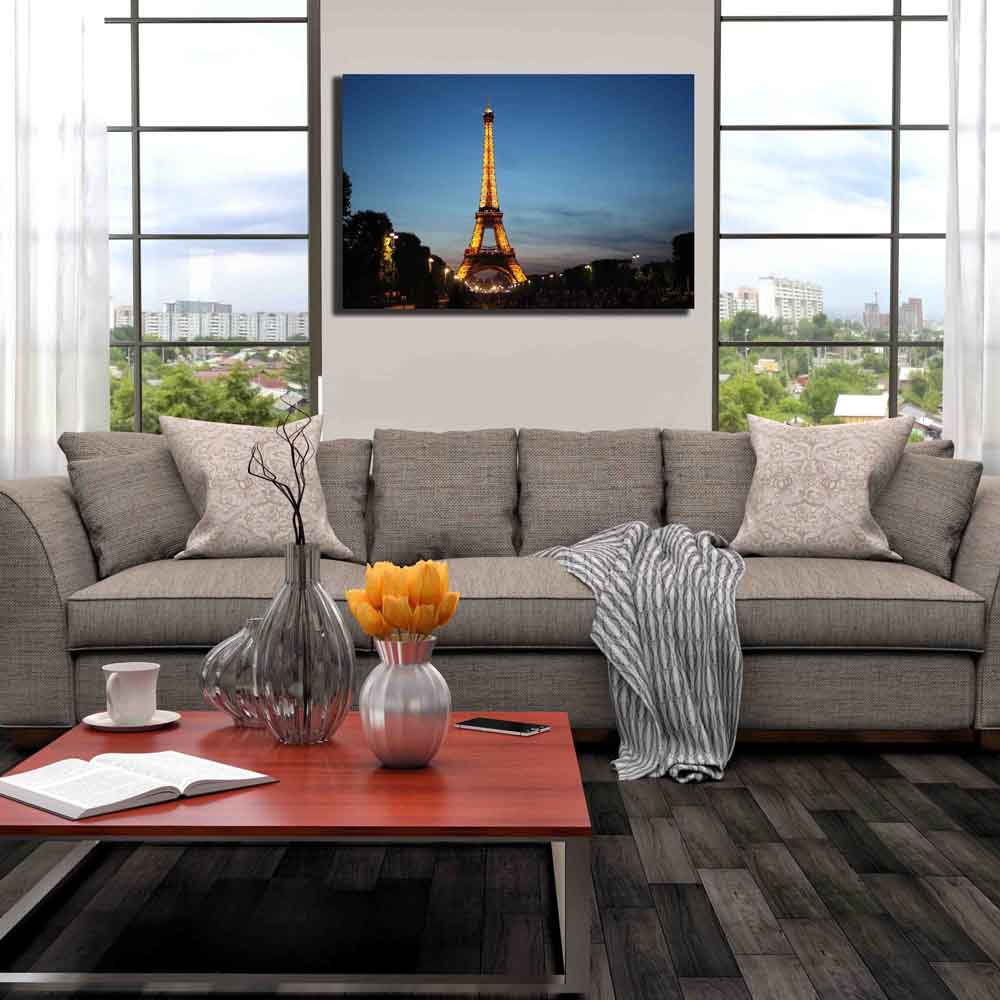 Eiffel at Dusk Canvas Print Installed | Wallhogs