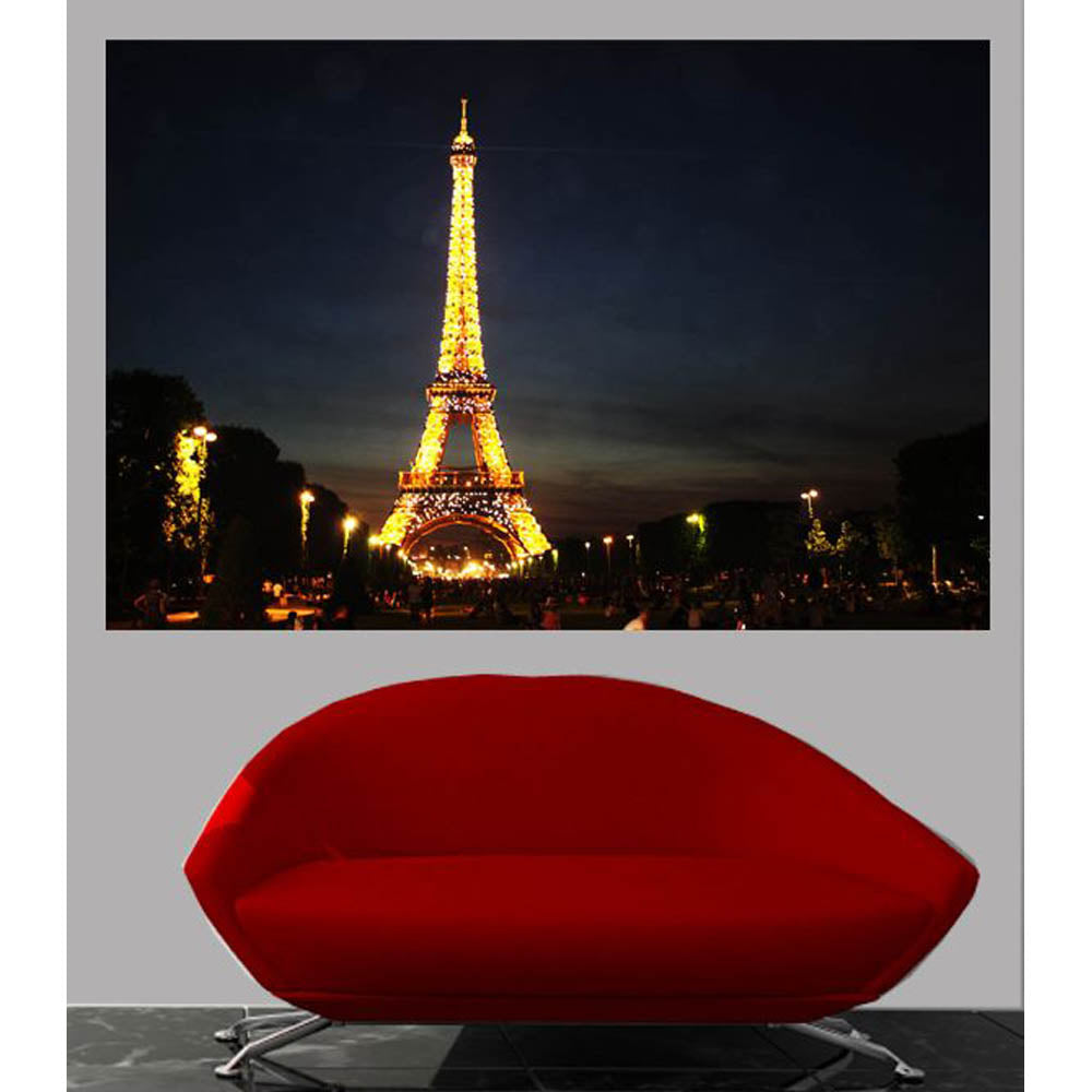Paris France Eiffel at Night Gloss Poster Installed