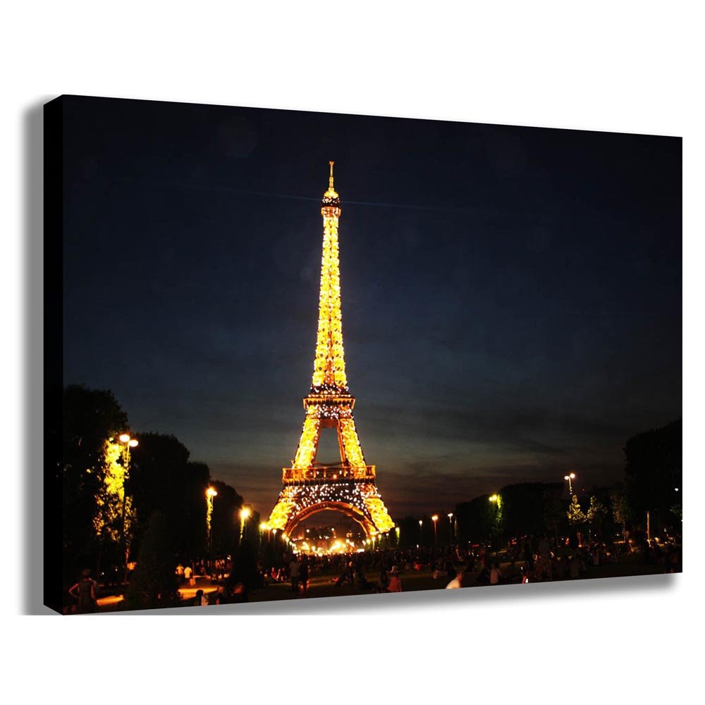Paris France Eiffel at Night Canvas Printed | Wallhogs