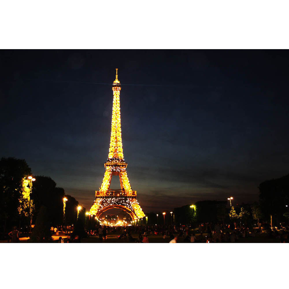 Paris France Eiffel at Night Gloss Poster Printed