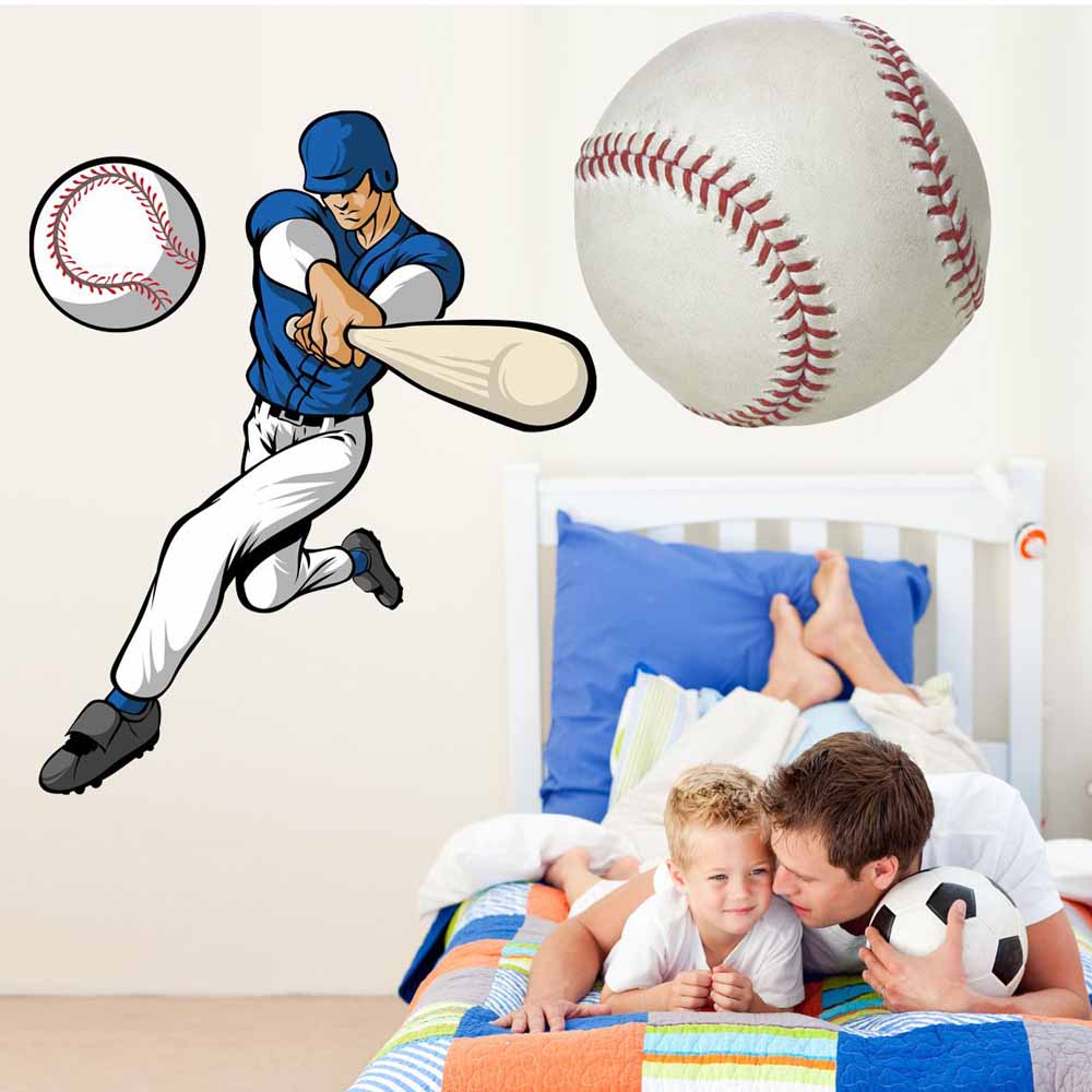 Baseball Player Wall Decal Installed | Wallhogs