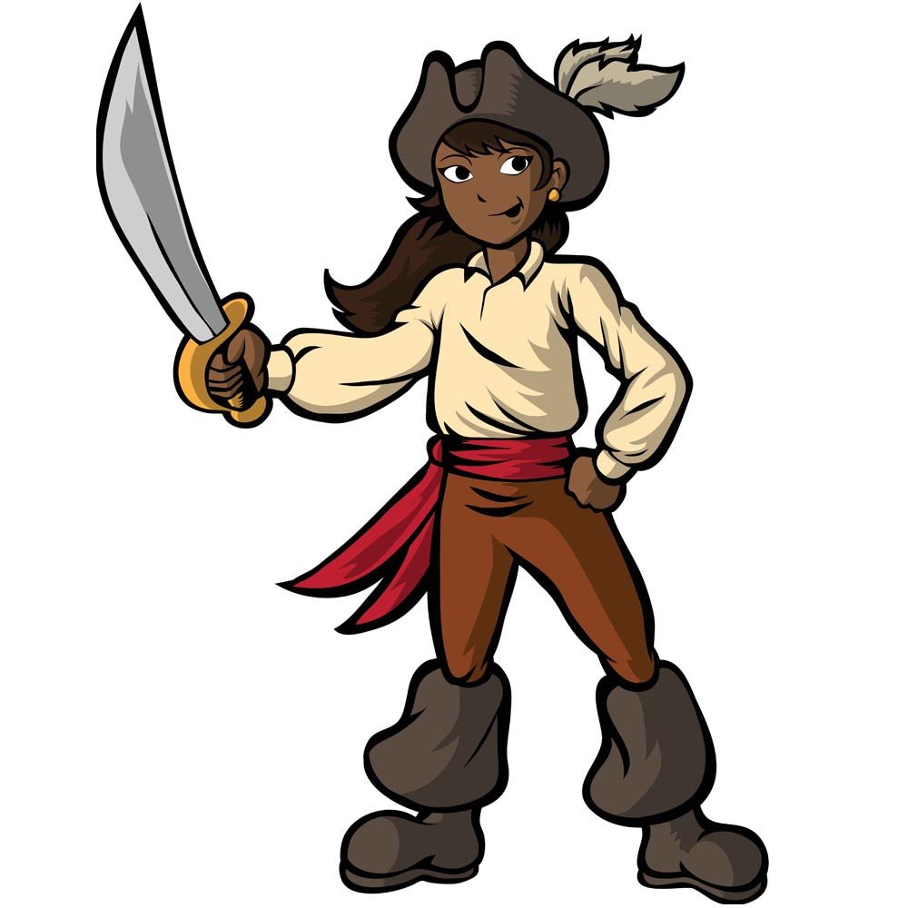 Pirate Girl Black Wall Decal Printed | Wallhogs