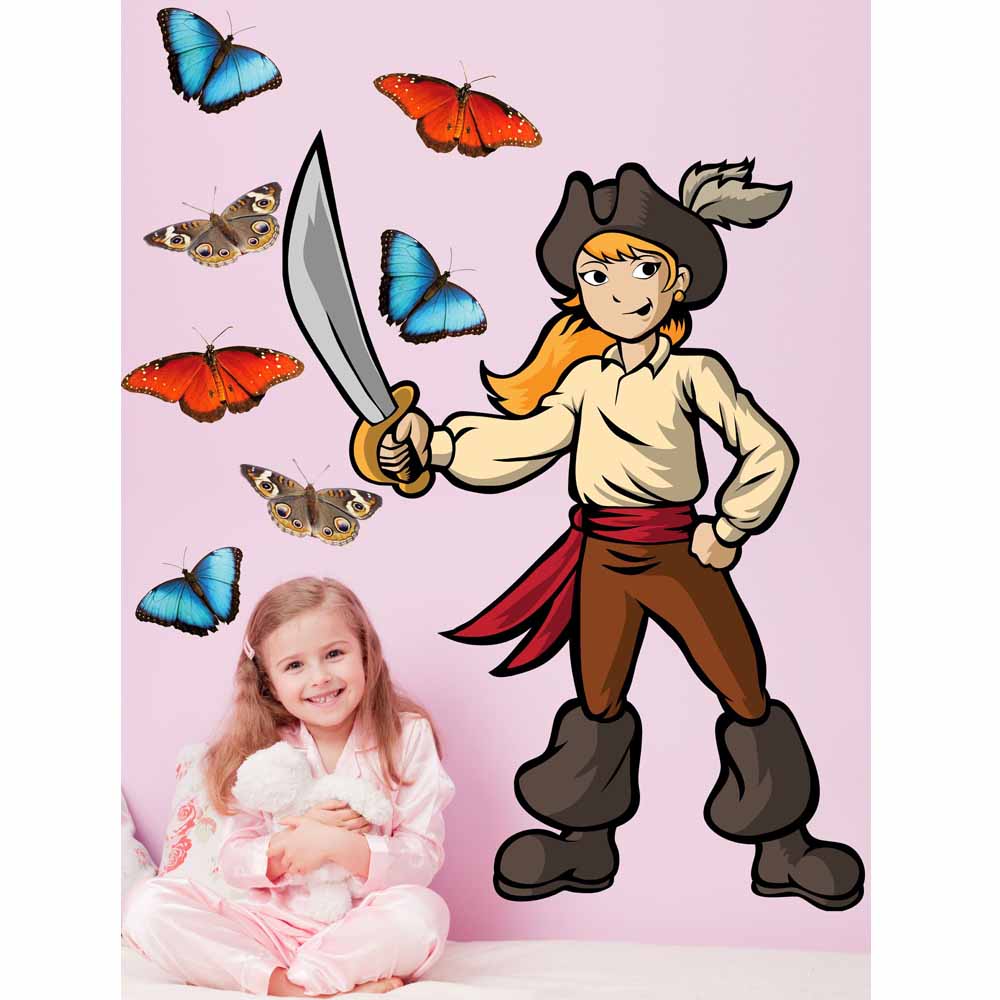 Pirate Girl White Wall Decal | Wallhogs