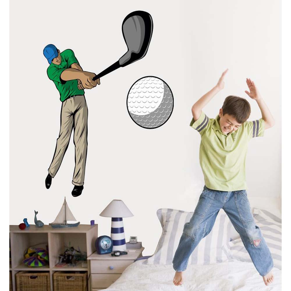 Golfer Wall Decal Installed | Wallhogs