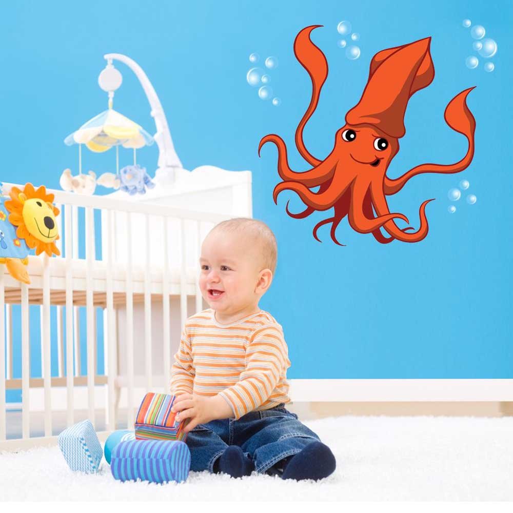 Squid Wall Decal Installed | Wallhogs