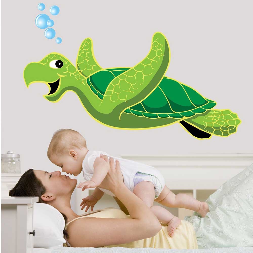 Sea Turtle Wall Decal Installed | Wallhogs