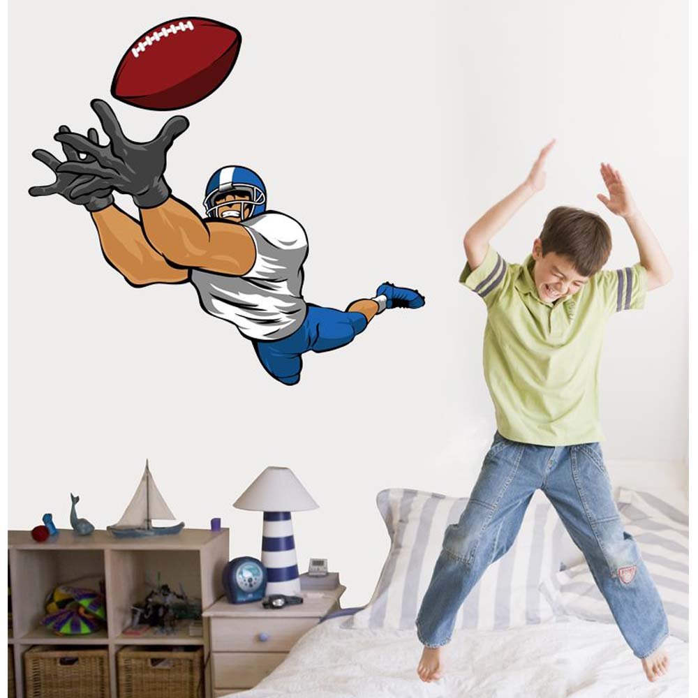 Wide Receiver Football Wall Decal Installed | Wallhogs