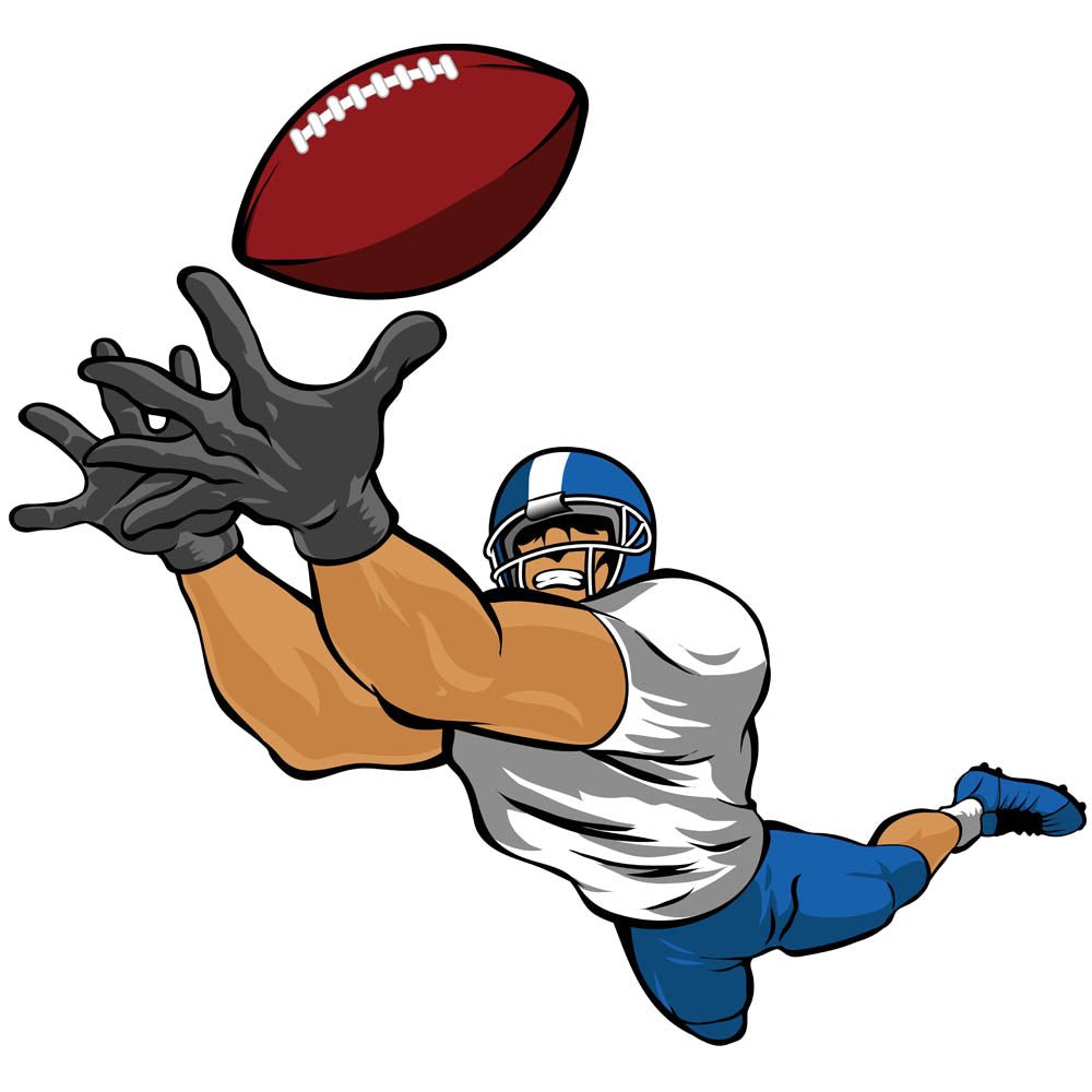 Wide Receiver Football Wall Decal Printed | Wallhogs