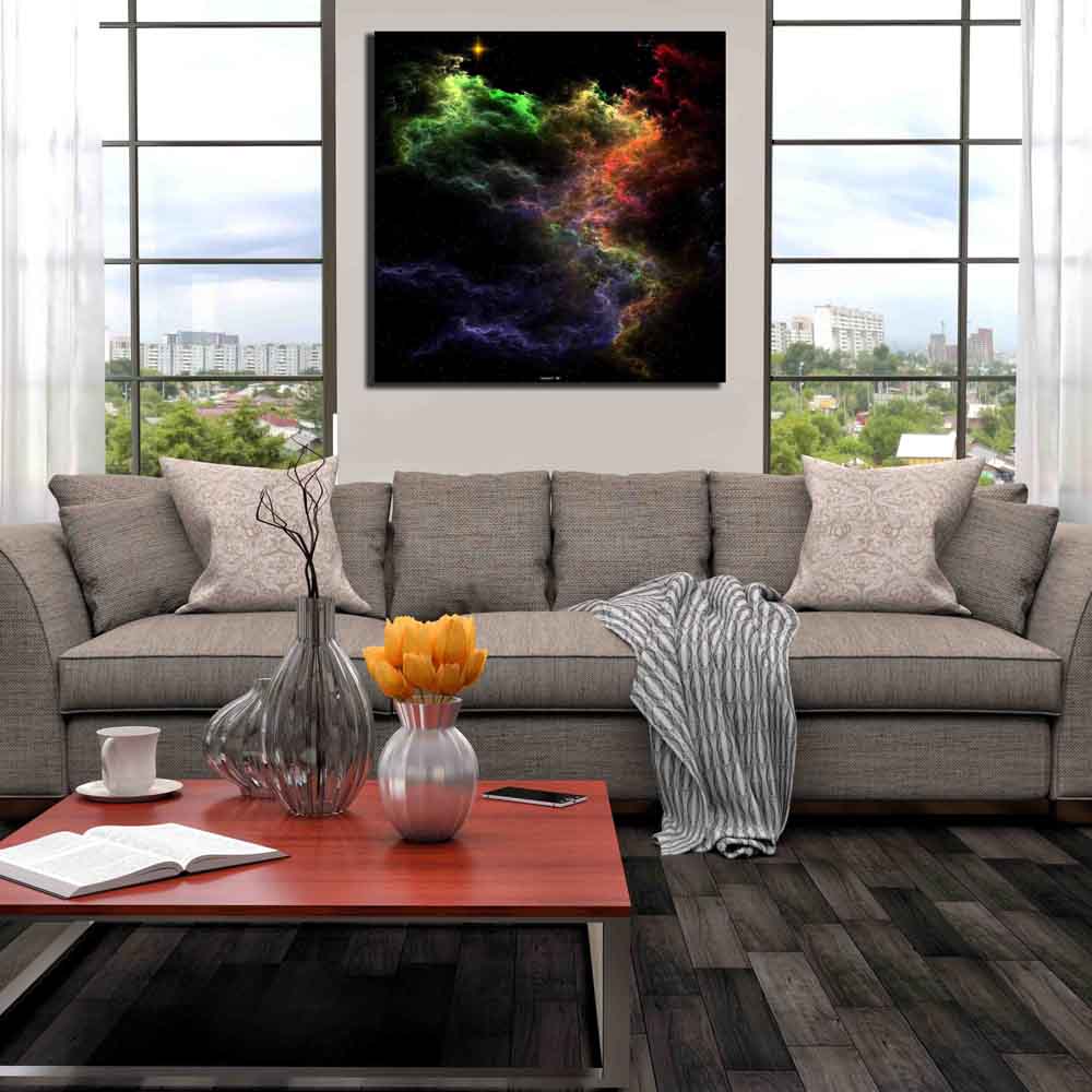 Art Stucco Mosaic Nebula Cluster Canvas Print Installed | Wallhogs