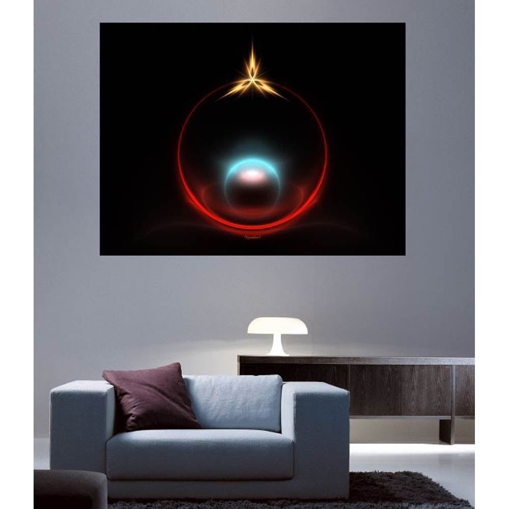 Blue Pearl on Satin Red Gloss Poster Installed | Wallhogs