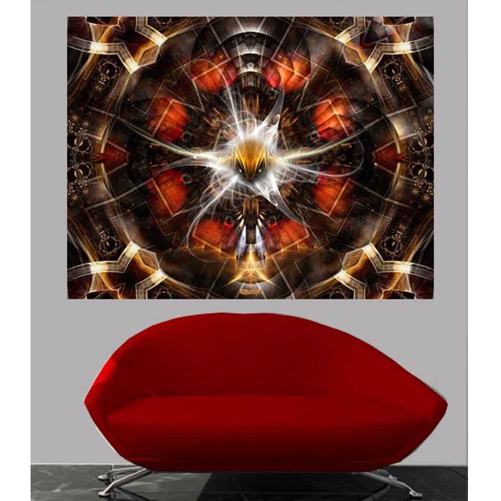 Flight of Fire Fractal Art Gloss Poster Installed | Wallhogs